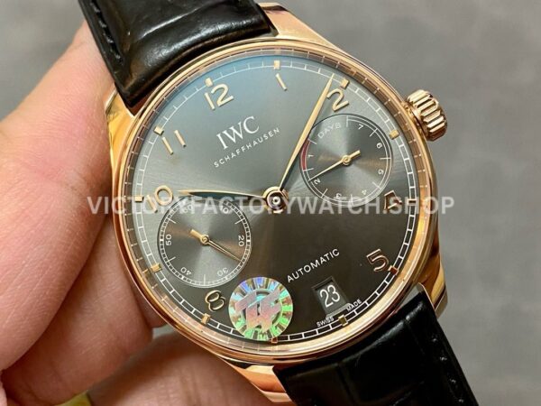 ZF Factory IWC Portuguese Automatic IW500702 42mm Rose Gold Leather Strap Silver Arabic Numerals Dial (5) ZF Factory IWC Portuguese Automatic IW500702 42mm Rose Gold Black Leather Strap Arabic Numerals Grey Dial
