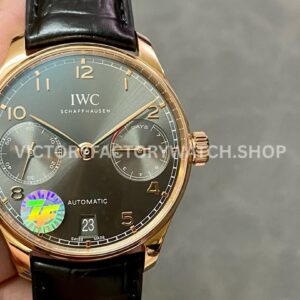 ZF Factory IWC Portuguese Automatic IW500702 42mm Rose Gold Leather Strap Silver Arabic Numerals Dial (7) ZF Factory IWC Portuguese IW500702 grey dial black leather strap