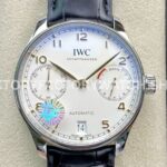 ZF Factory IWC Portuguese Automatic IW500704 42mm Steel Black Leather Strap Arabic Numerals Silver Dial (3) ZF Factory IWC Portuguese IW500704 silver dial black leather strap