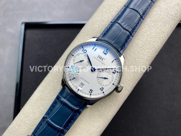 ZF Factory IWC Portuguese Automatic IW500705 42mm Steel Leather Strap Silver Arabic Numerals Dial (1) ZF Factory IWC Portuguese Automatic IW500705 42mm Steel Blue Leather Strap Blue Arabic Numerals Silver Dial