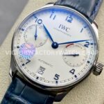 ZF Factory IWC Portuguese Automatic IW500705 42mm Steel Leather Strap Silver Arabic Numerals Dial (2) ZF Factory IWC Portuguese Automatic IW500705 42mm Steel Blue Leather Strap Blue Arabic Numerals Silver Dial