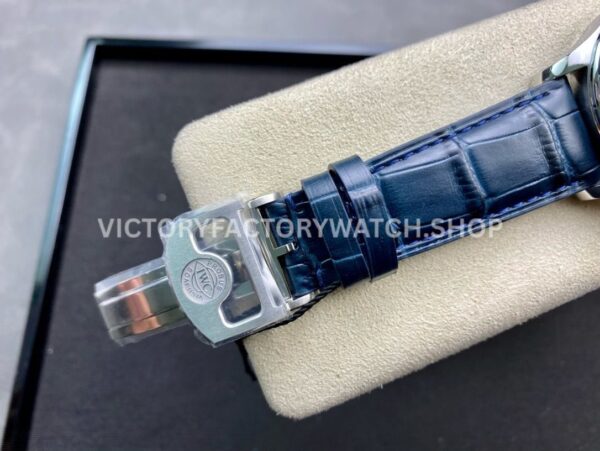 ZF Factory IWC Portuguese Automatic IW500705 42mm Steel Leather Strap Silver Arabic Numerals Dial (5) ZF Factory IWC Portuguese Automatic IW500705 42mm Steel Blue Leather Strap Blue Arabic Numerals Silver Dial