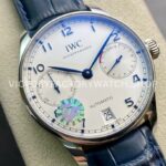ZF Factory IWC Portuguese Automatic IW500705 42mm Steel Leather Strap Silver Arabic Numerals Dial (7) ZF Factory IWC Portuguese Automatic IW500705 42mm Steel Blue Leather Strap Blue Arabic Numerals Silver Dial