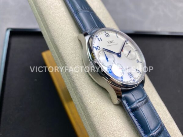ZF Factory IWC Portuguese Automatic IW500705 42mm Steel Leather Strap Silver Arabic Numerals Dial (8) ZF Factory IWC Portuguese Automatic IW500705 42mm Steel Blue Leather Strap Blue Arabic Numerals Silver Dial