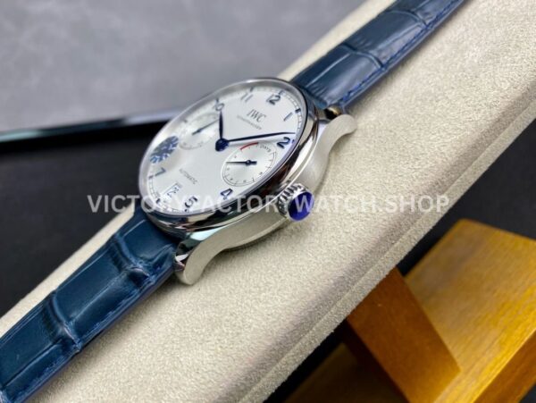 ZF Factory IWC Portuguese Automatic IW500705 42mm Steel Leather Strap Silver Arabic Numerals Dial (9) ZF Factory IWC Portuguese Automatic IW500705 42mm Steel Blue Leather Strap Blue Arabic Numerals Silver Dial