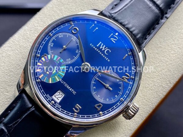 ZF Factory IWC Portuguese Automatic IW500710 42mm Steel Leather Strap Arabic Numerals Blue Dial (3) ZF Factory IWC Portuguese Automatic IW500710 42mm Steel Leather Strap Arabic Numerals Blue Dial