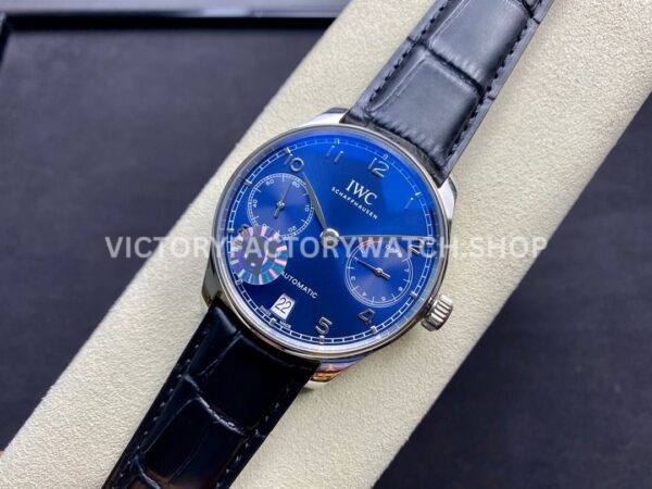 ZF Factory IWC Portuguese Automatic IW500710 42mm Steel Leather Strap Arabic Numerals Blue Dial (7) ZF Factory IWC Portuguese Automatic IW500710 42mm Steel Leather Strap Arabic Numerals Blue Dial
