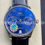 ZF Factory IWC Portuguese Automatic IW500710 42mm Steel Leather Strap Arabic Numerals Blue Dial (9) ZF Factory IWC Portuguese IW500710 blue dial steel case leather strap