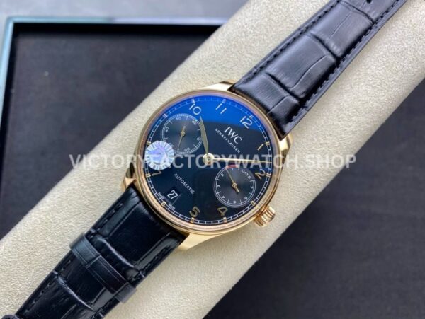 ZF Factory IWC Portuguese Automatic IW500713 42mm Rose Gold Leather Strap Arabic Numerals Blue Dial (2) ZF Factory IWC Portuguese Automatic IW500713 42mm Rose Gold Leather Strap Arabic Numerals Blue Dial