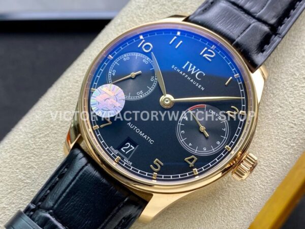 ZF Factory IWC Portuguese Automatic IW500713 42mm Rose Gold Leather Strap Arabic Numerals Blue Dial (5) ZF Factory IWC Portuguese Automatic IW500713 42mm Rose Gold Leather Strap Arabic Numerals Blue Dial