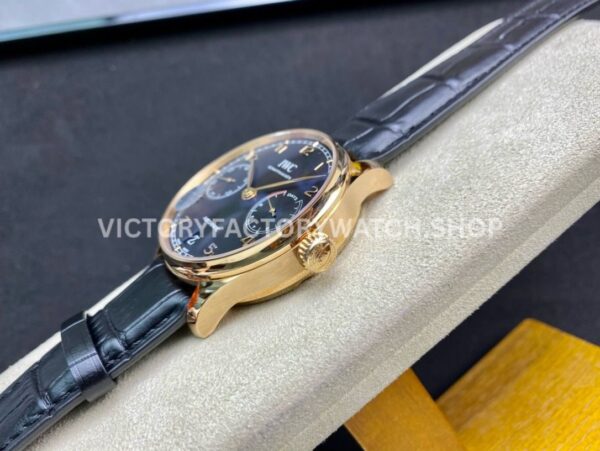 ZF Factory IWC Portuguese Automatic IW500713 42mm Rose Gold Leather Strap Arabic Numerals Blue Dial (8) ZF Factory IWC Portuguese Automatic IW500713 42mm Rose Gold Leather Strap Arabic Numerals Blue Dial