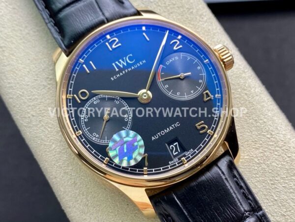ZF Factory IWC Portuguese Automatic IW500713 42mm Rose Gold Leather Strap Arabic Numerals Blue Dial (9) ZF Factory IWC Portuguese Automatic IW500713 42mm Rose Gold Leather Strap Arabic Numerals Blue Dial