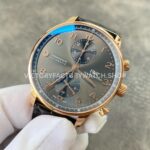 ZF Factory IWC Portuguese Chronograph IW371482 41mm Rose Gold Alligator Leather Strap Arabic Numerals Grey Dial (1) ZF Factory IWC Portuguese Chronograph IW371482 41mm Rose Gold Alligator Leather Strap Arabic Numerals Grey Dial