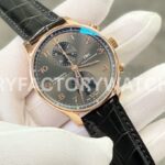 ZF Factory IWC Portuguese Chronograph IW371482 41mm Rose Gold Alligator Leather Strap Arabic Numerals Grey Dial (2) ZF Factory IWC Portuguese Chronograph IW371482 41mm Rose Gold Alligator Leather Strap Arabic Numerals Grey Dial