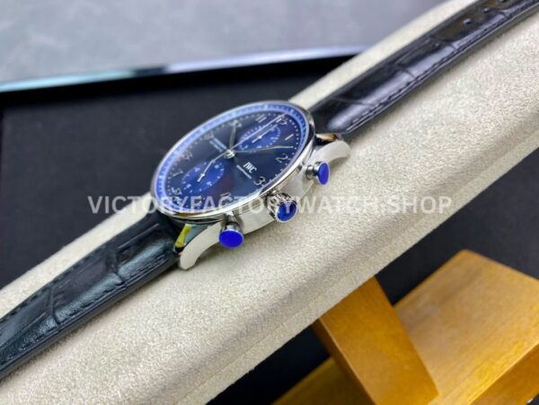 ZF Factory IWC Portuguese Chronograph IW371491 41mm Steel Leather Strap Arabic Numerals Blue Dial (1) ZF Factory IWC Portuguese Chronograph IW371491 41mm Steel Leather Strap Arabic Numerals Blue Dial