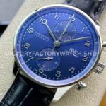 ZF Factory IWC Portuguese Chronograph IW371491 41mm Steel Leather Strap Arabic Numerals Blue Dial (7) ZF Factory IWC Portuguese Chronograph IW371491 41mm Steel Leather Strap Arabic Numerals Blue Dial