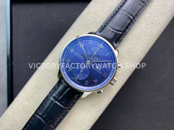 ZF Factory IWC Portuguese Chronograph IW371491 41mm Steel Leather Strap Arabic Numerals Blue Dial (9) ZF Factory IWC Portuguese Chronograph IW371491 41mm Steel Leather Strap Arabic Numerals Blue Dial