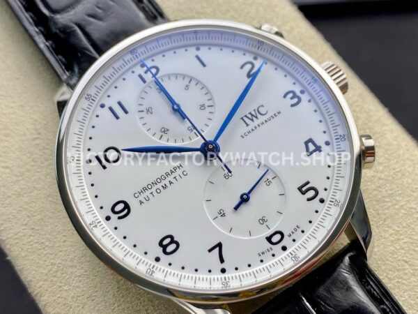 ZF Factory IWC Portuguese Chronograph IW371602 40mm Steel Leather Strap Arabic Numerals White Dial (1) ZF Factory IWC Portuguese Chronograph IW371602 40mm Steel Leather Strap Arabic Numerals White Dial