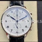 ZF Factory IWC Portuguese Chronograph IW371602 40mm Steel Leather Strap Arabic Numerals White Dial (2) ZF Factory IWC Portuguese Chronograph IW371602 white dial leather strap