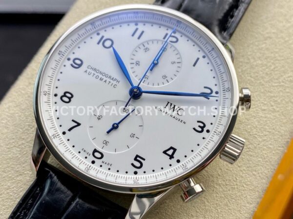 ZF Factory IWC Portuguese Chronograph IW371602 40mm Steel Leather Strap Arabic Numerals White Dial (5) ZF Factory IWC Portuguese Chronograph IW371602 40mm Steel Leather Strap Arabic Numerals White Dial