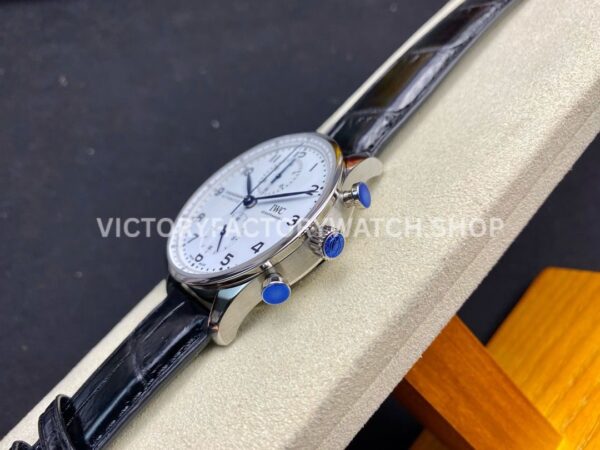 ZF Factory IWC Portuguese Chronograph IW371602 40mm Steel Leather Strap Arabic Numerals White Dial (8) ZF Factory IWC Portuguese Chronograph IW371602 40mm Steel Leather Strap Arabic Numerals White Dial
