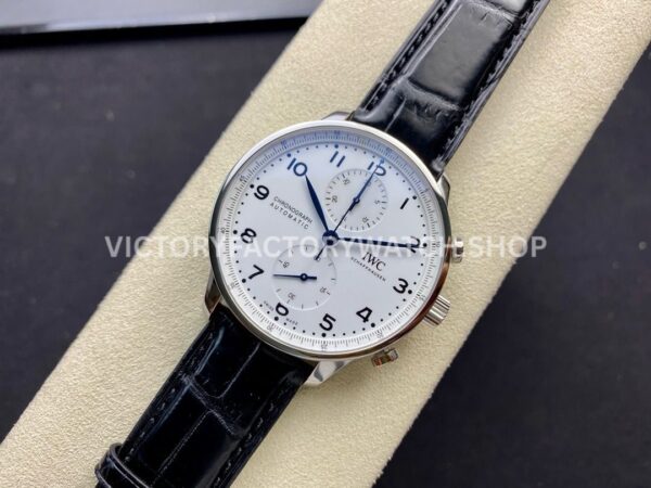ZF Factory IWC Portuguese Chronograph IW371602 40mm Steel Leather Strap Arabic Numerals White Dial (9) ZF Factory IWC Portuguese Chronograph IW371602 40mm Steel Leather Strap Arabic Numerals White Dial