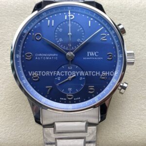 ZF Factory IWC Portuguese Chronograph IW371606 41mm Steel Blue Dial (1) ZF Factory IWC Portuguese Chronograph IW371606 blue dial full steel bracelet
