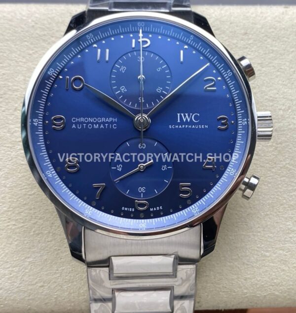ZF Factory IWC Portuguese Chronograph IW371606 41mm Steel Blue Dial (1) ZF Factory IWC Portuguese Chronograph IW371606 blue dial full steel bracelet