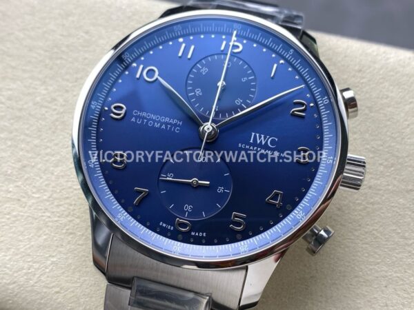 ZF Factory IWC Portuguese Chronograph IW371606 41mm Steel Blue Dial (9) ZF Factory IWC Portuguese Chronograph IW371606 41mm Full Steel Blue Dial