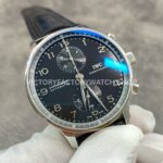 ZF Factory IWC Portuguese Chronograph IW371609 41mm Steel Alligator Leather Strap Arabic Numerals Black Dial (4) ZF Factory IWC Portuguese Chronograph IW371609 41mm Steel Alligator Leather Strap Arabic Numerals Black Dial