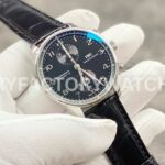 ZF Factory IWC Portuguese Chronograph IW371609 41mm Steel Alligator Leather Strap Arabic Numerals Black Dial (5) ZF Factory IWC Portuguese Chronograph IW371609 41mm Steel Alligator Leather Strap Arabic Numerals Black Dial