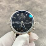 ZF Factory IWC Portuguese Chronograph IW371609 41mm Steel Alligator Leather Strap Arabic Numerals Black Dial (7) ZF Factory IWC Portuguese Chronograph IW371609 black dial steel case watch
