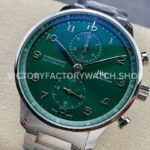 ZF Factory IWC Portuguese Chronograph IW371615 41mm Steel Leather Strap Green Dial (4) ZF Factory IWC Portuguese Chronograph IW371615 41mm Full Steel Green Dial