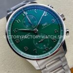 ZF Factory IWC Portuguese Chronograph IW371615 41mm Steel Leather Strap Green Dial (5) ZF Factory IWC Portuguese Chronograph IW371615 41mm Full Steel Green Dial