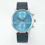 ZF Factory IWC Portuguese Chronograph IW371626 41mm White Gold Ice Blue Dial (3) ZF Factory IWC Portuguese Chronograph IW371626 blue dial white gold case