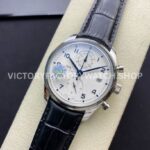 ZF Factory IWC Portuguese Chronograph IW390302 Steel Leather Strap Arabic Numerals Silver Dial (6) ZF Factory IWC Portuguese Chronograph IW390302 Steel Leather Strap Arabic Numerals Silver Dial