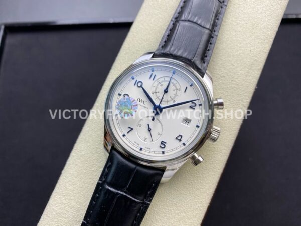 ZF Factory IWC Portuguese Chronograph IW390302 Steel Leather Strap Arabic Numerals Silver Dial (6) ZF Factory IWC Portuguese Chronograph IW390302 Steel Leather Strap Arabic Numerals Silver Dial