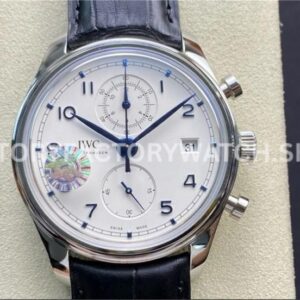 ZF Factory IWC Portuguese Chronograph IW390302 Steel Leather Strap Arabic Numerals Silver Dial (7) ZF Factory IWC Portuguese Chronograph IW390302 silver dial leather strap