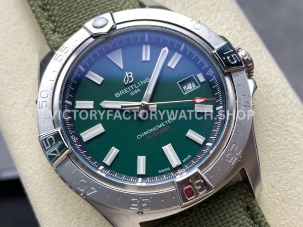 BLS Factory Breitling Avenger A17328101L1X1 42mm Steel Calf skin Strap Green Dial (7) BLS Factory Breitling Avenger A17328101L1X1 42mm Steel Calf skin Strap Green Dial