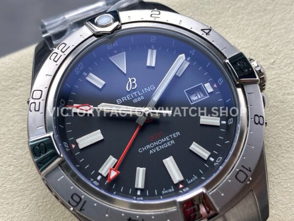 BLS Factory Breitling Avenger A32320101B1A1 44mm Full Steel Red GMT Needle Black Dial (9) BLS Factory Breitling Avenger A32320101B1A1 44mm Full Steel Red GMT Needle Black Dial