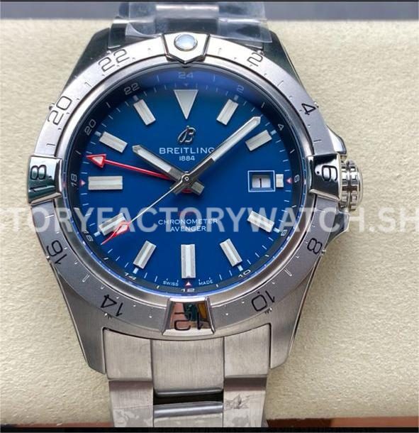 BLS Factory Breitling Avenger A32320101C1A1 44mm full steel blue dial red GMT hand