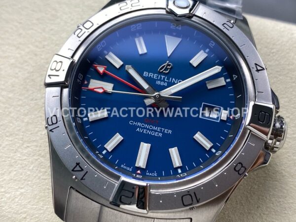 BLS Factory Breitling Avenger A32320101C1A1 44mm Full Steel Red GMT Needle Blue Dial