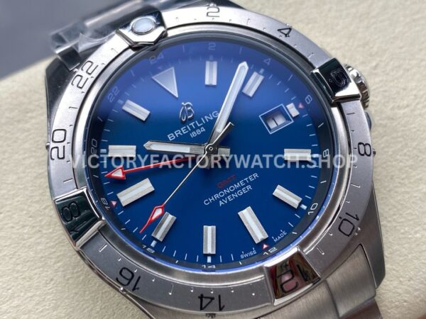 BLS Factory Breitling Avenger A32320101C1A1 44mm Full Steel Red GMT Needle Blue Dial
