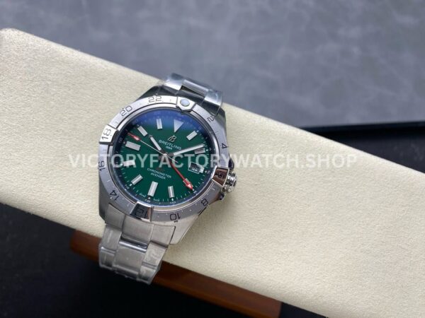 BLS Factory Breitling Avenger A32320101L1A1 44mm Full Steel Red GMT Needle Green Dial