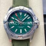 BLS Factory Breitling Avenger A32320101L1A1 44mm Steel Calf Skin Strap Red GMT Needle Green Dial (8) BLS Factory Breitling Avenger A32320101L1A1 44mm steel calfskin strap green dial red GMT hand