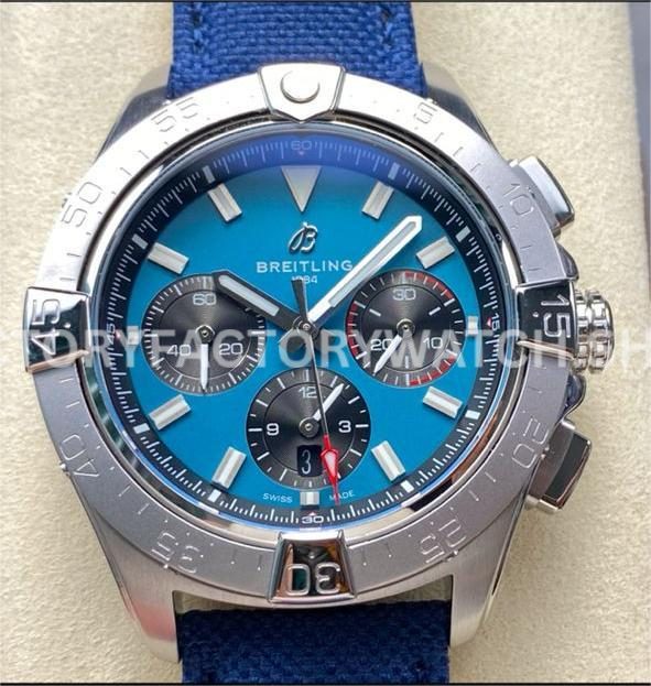 BLS Factory Breitling Avenger B01 AB0147101C1X1 44mm steel calfskin strap blue dial