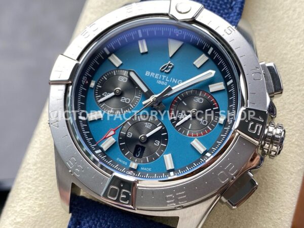 BLS Factory Breitling Avenger B01 Chronograph AB0147101C1X1 44mm Steel Calf Skin Strap Blue Dial