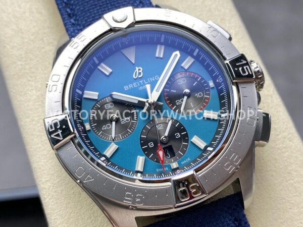 BLS Factory Breitling Avenger B01 Chronograph AB0147101C1X1 44mm Steel Calf Skin Strap Blue Dial