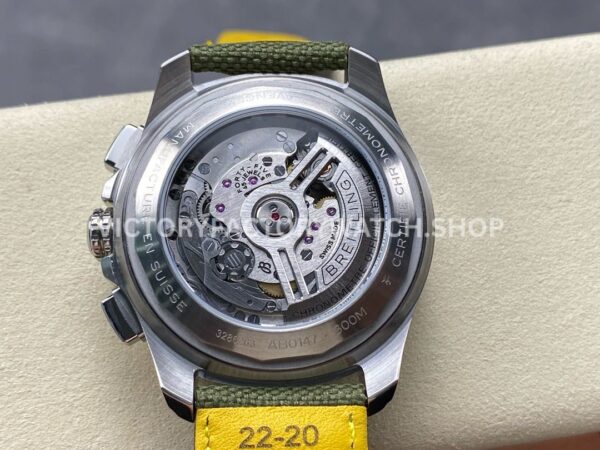 BLS Factory Breitling Avenger B01 Chronograph AB0147101L1X1 44mm Steel Calf Skin Strap Green Dial
