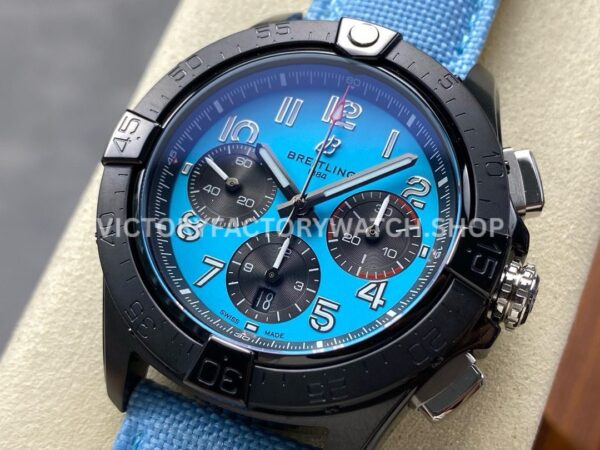 BLS Factory Breitling Avenger B01 Chronograph SB ( (4) BLS Factory Breitling Avenger B01 Chronograph SB0146101L1X1 44mm Steel Light Blue Calf Skin Strap Arabic Numerals Light Blue Dial